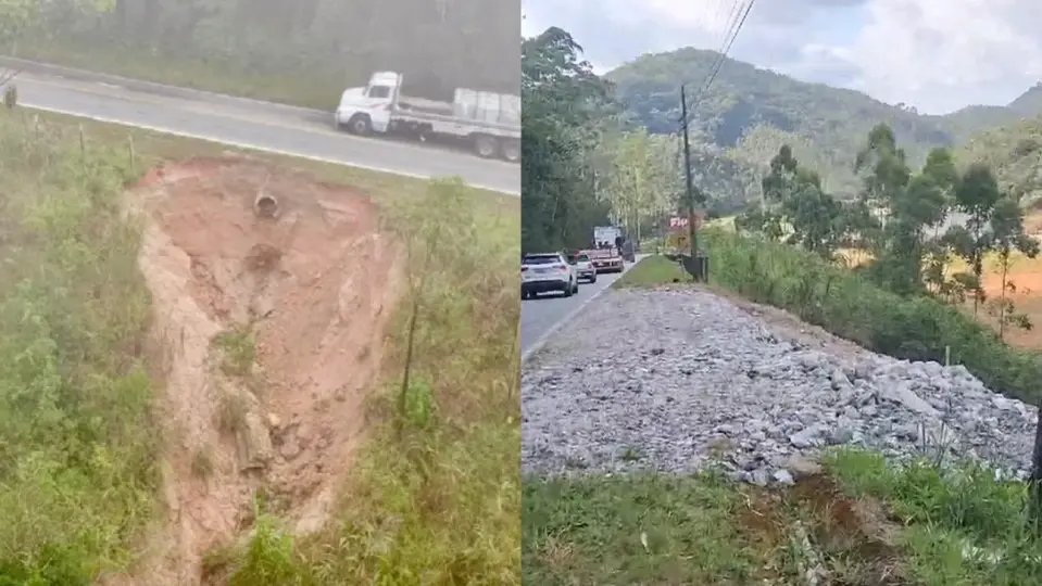 (VÍDEO) Problema de desbarrancamento em margem da SC-108 é reparado