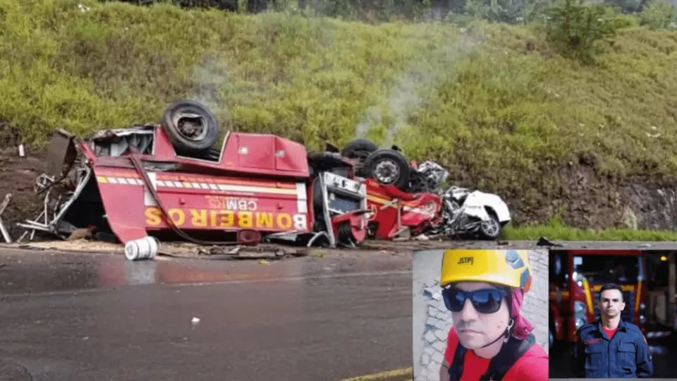 Colisão entre viatura dos bombeiros e carro deixa cinco mortos
