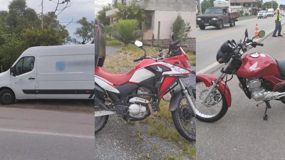 Engavetamento entre três veículos deixa motociclistas feridos