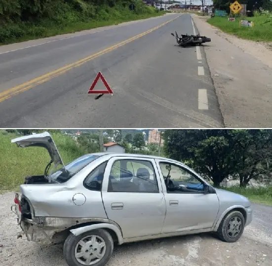 Motociclista sofre ferimentos após colisão com carro na Ivo Silveira 