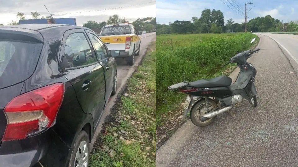 Motorista em suposta fuga causa acidente e motociclista fica gravemente ferido