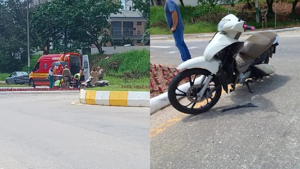 Colisão entre carro e moto deixa mulher ferida em Brusque