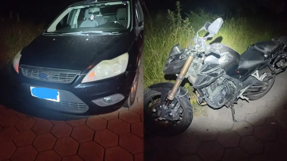Ultrapassagem termina em colisão entre carro e moto na SC-108