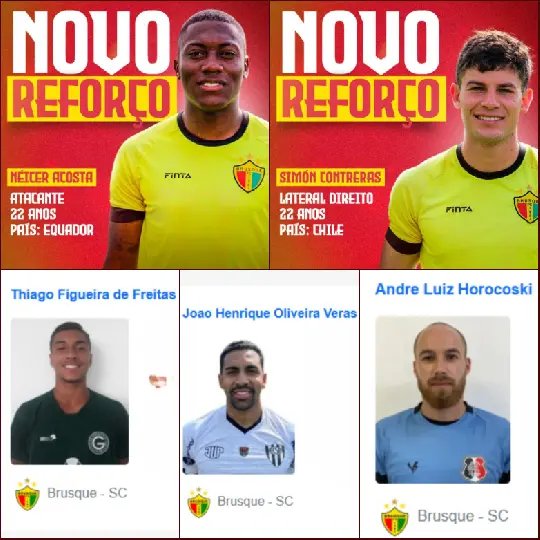 Brusque surpreende e contrata cinco reforços no último dia da janela