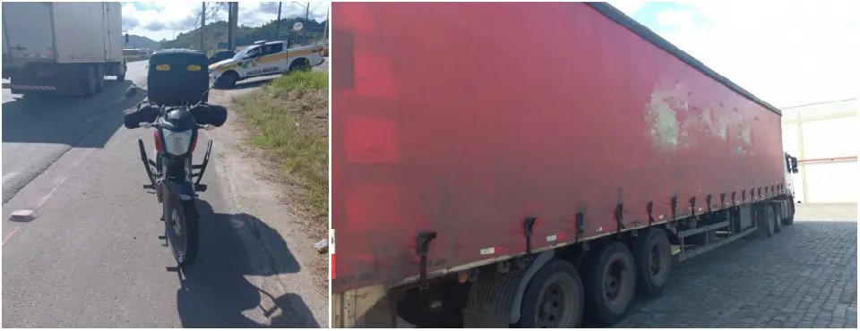 Motociclista fica ferido após colisão com caminhão na rodovia Antônio Heil