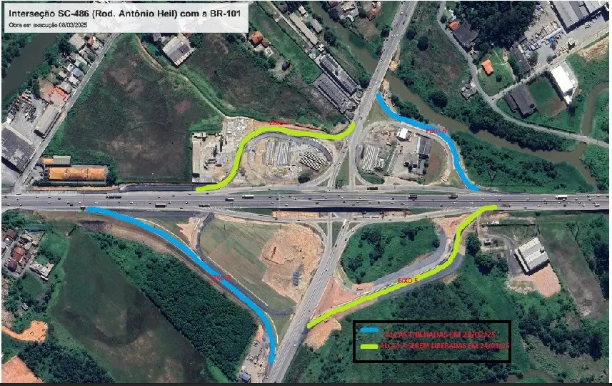 Novas mudanças no tráfego do complexo viário de Itajaí começam nesta segunda