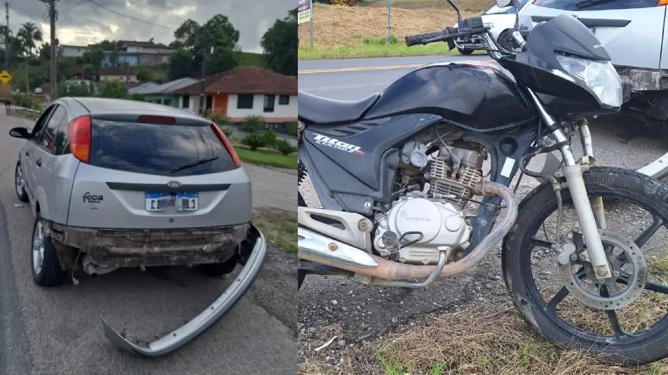 Colisão entre carro e moto deixa mulher ferida na Ivo Silveira
