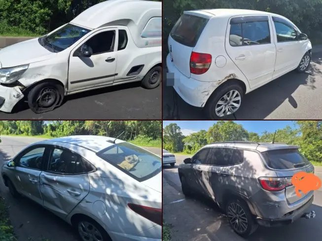 Dois carros de Brusque se envolvem em engavetamento na rodovia de acesso à Penha