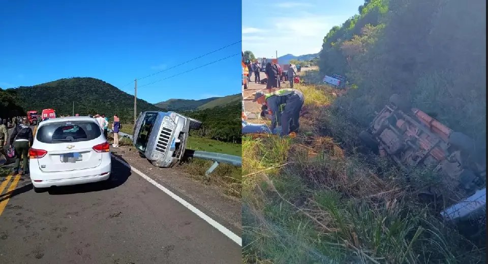 Acidente envolve quatro carros e deixa mulher em estado grave