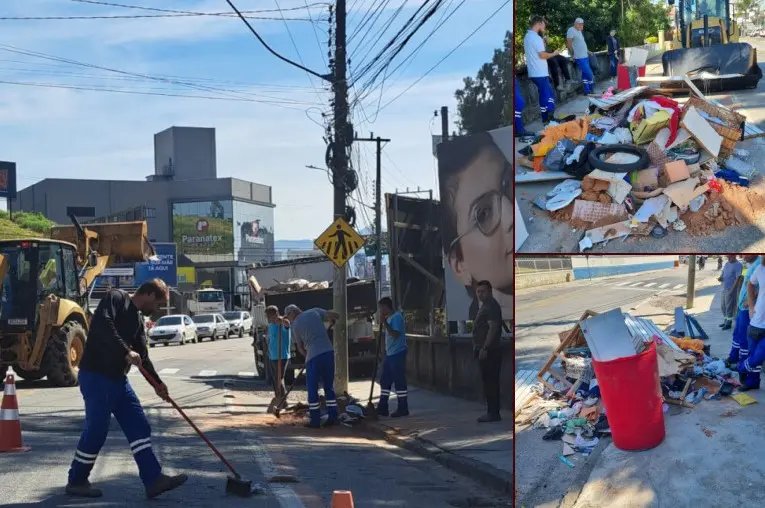 (VÍDEO) Prefeitura de Brusque recolhe entulhos descartados na Primeiro de Maio