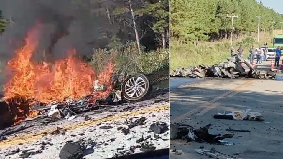 Grave acidente entre carro e caminhão na SC-114 deixa dois mortos