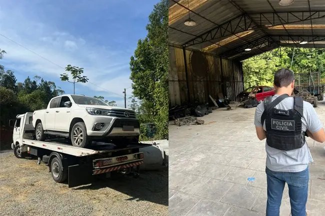 Hilux furtadas e peças automotivas são encontradas em operação da Polícia Civil