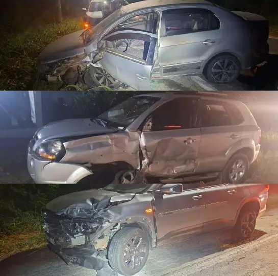 Mulher fica ferida em acidente envolvendo três carros em Gaspar
