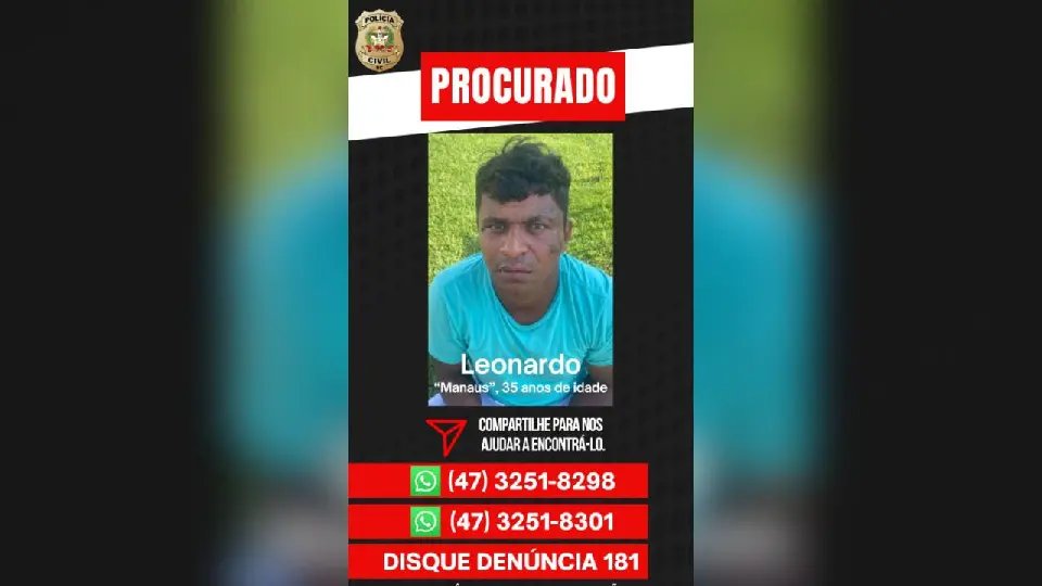 Homem apontado como suspeito de homicídio em Brusque é procurado pela Polícia