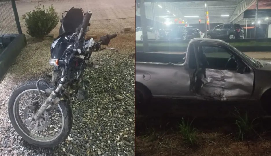 Colisão entre carro e moto deixa dois feridos na SC-410