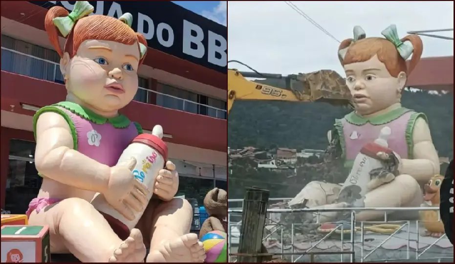 '‘Primeiro Bebê Reborn’': Estátua icônica é demolida em SC