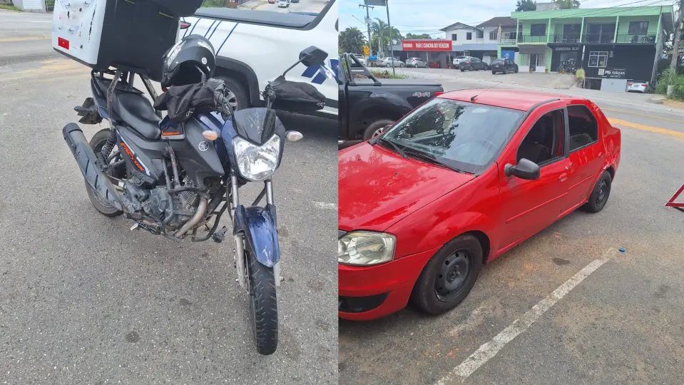 Acidente entre moto e carro no Jardim Maluche deixa um ferido