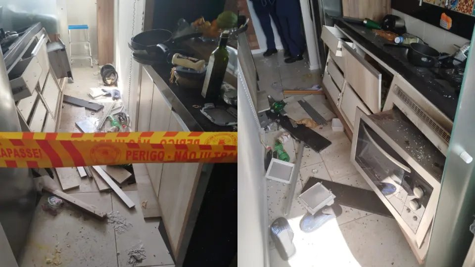 ​Homem fica ferido após explosão em apartamento causada por vazamento de gás