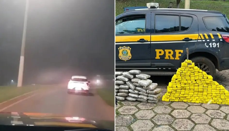 (VÍDEO) Motorista foge da PRF com carro roubado e é preso com drogas