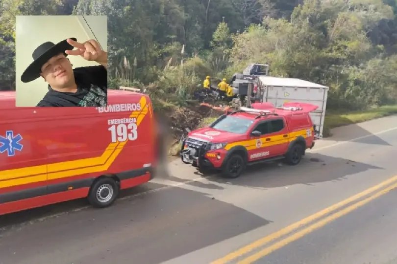 Acidente grave entre carro e carreta mata motorista na BR-470