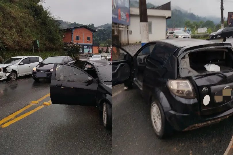 Bombeiros divulgam detalhes da colisão entre dois carros em Guabiruba