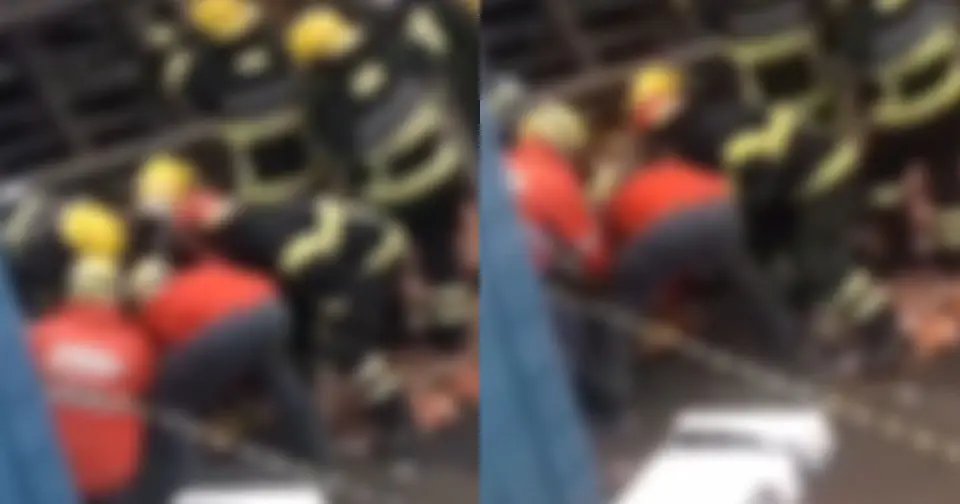 (VÍDEO) Mulher fica ferida após caminhão atingir ponto de ônibus em SC