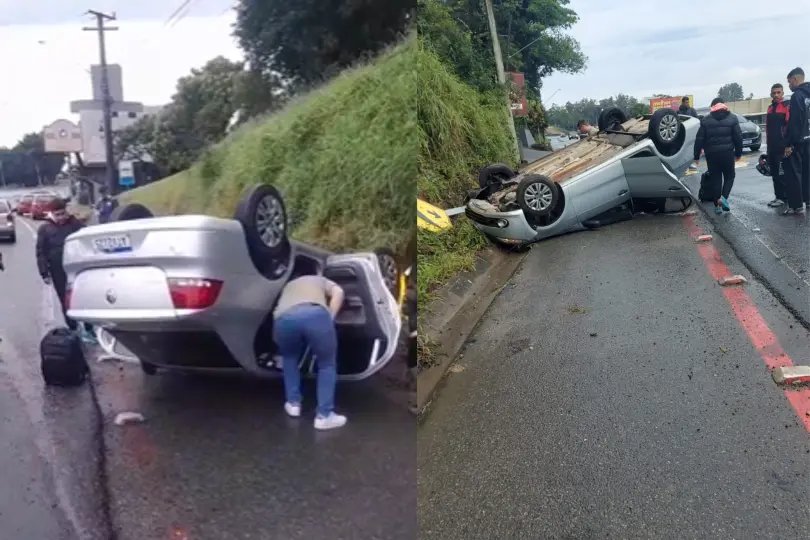 (VÍDEO) Carro sai de pista e capota no Limoeiro
