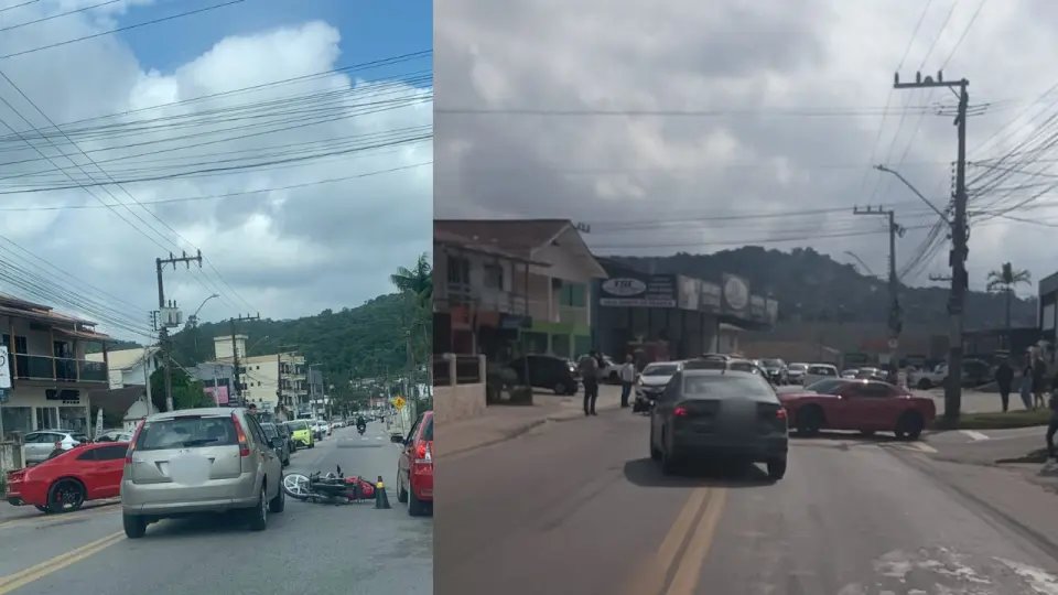 Motociclista fica ferido após colisão com Camaro em Brusque