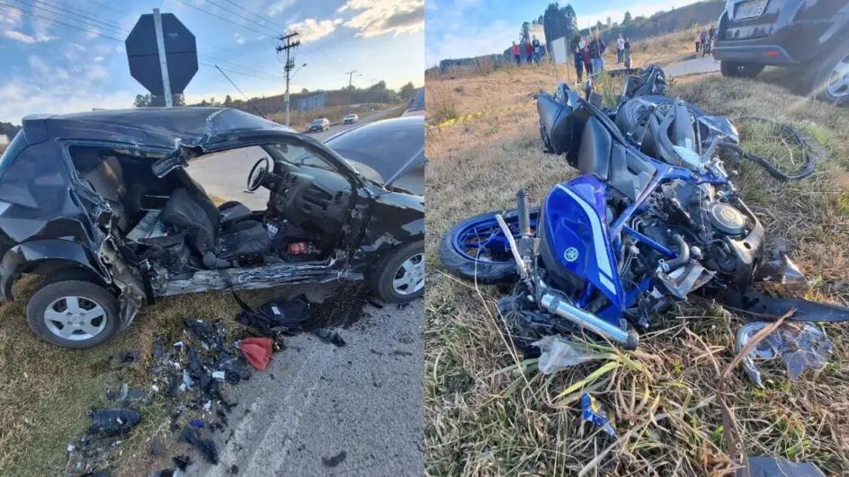 Acidente entre carro e moto deixa dois mortos na SC-418