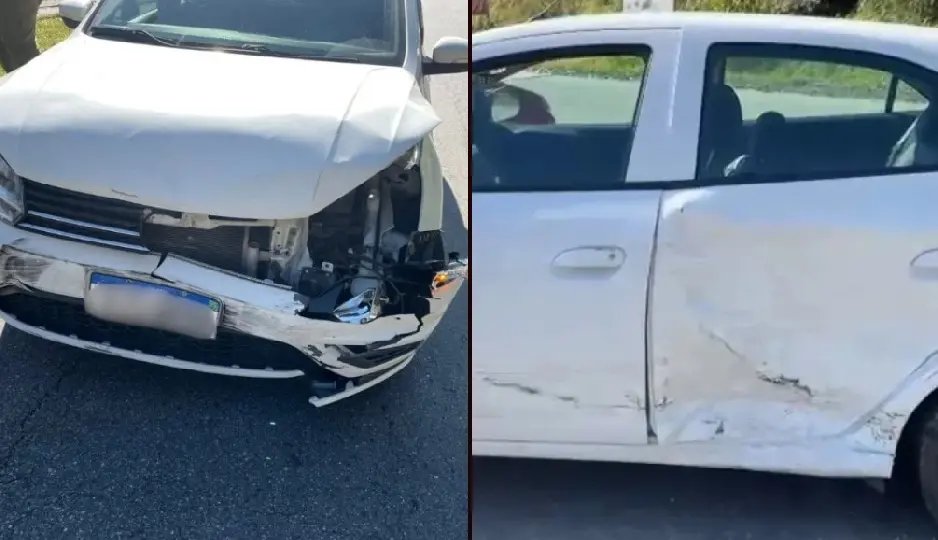 Carro com placas de Brusque se envolve em acidente na SC-108