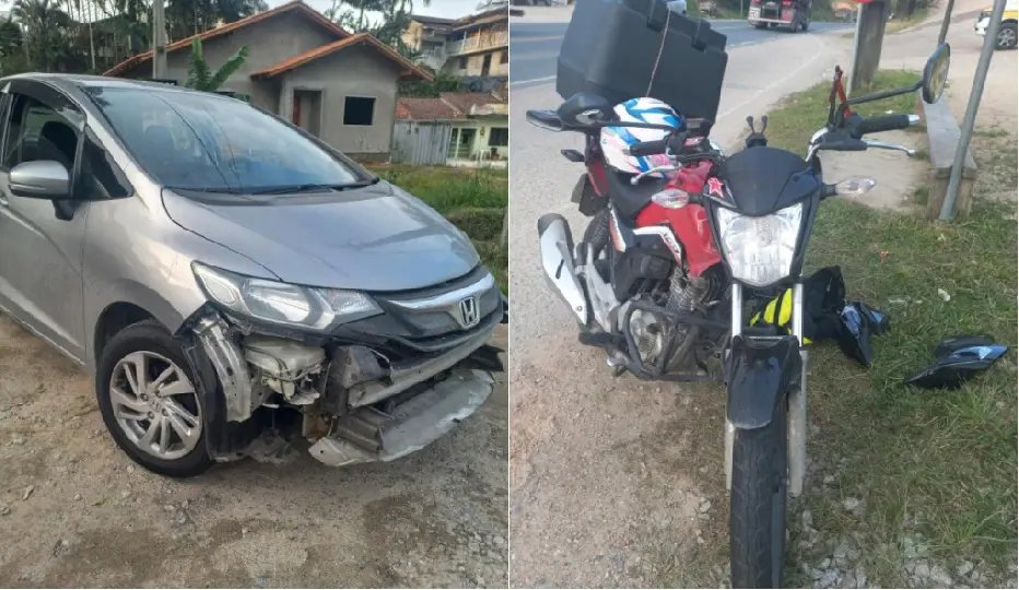 Moto e carro se envolvem em acidente na rodovia Ivo Silveira 