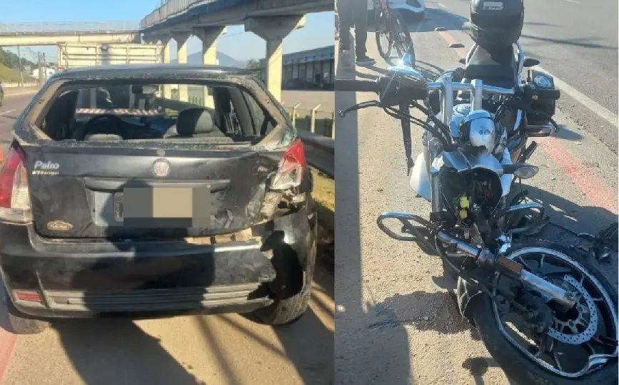 Motociclista fica gravemente ferido em colisão na Antônio Heil