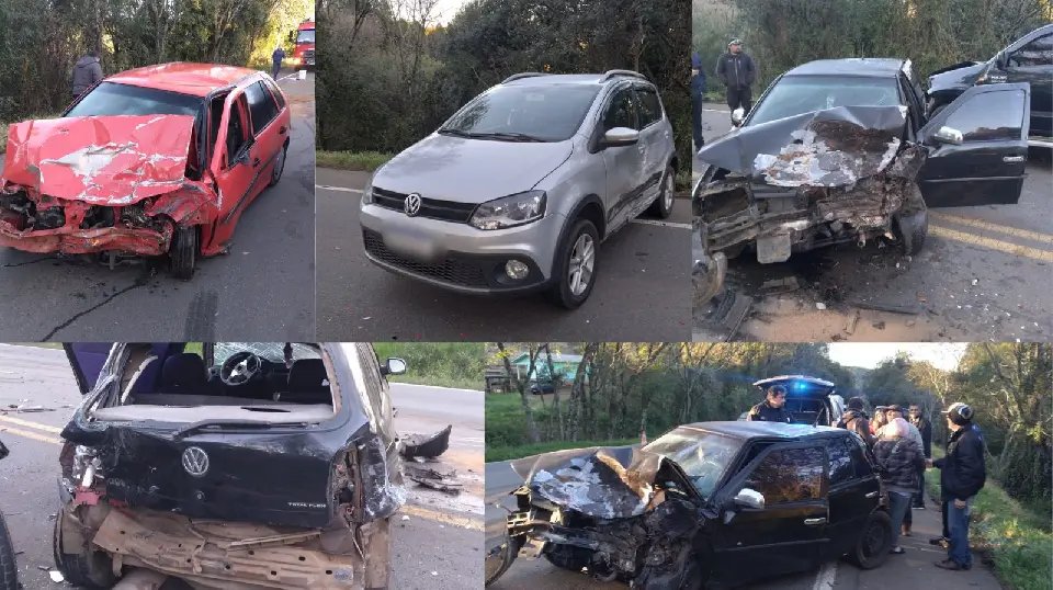 Acidente com cinco veículos deixa dois feridos na BR-282