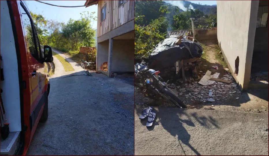 Colisão de moto contra parede deixa condutor ferido em Botuverá