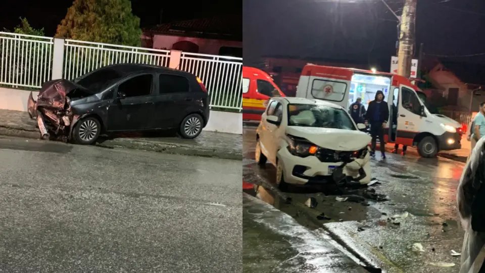 Carros batem de frente e deixam cinco pessoas feridas