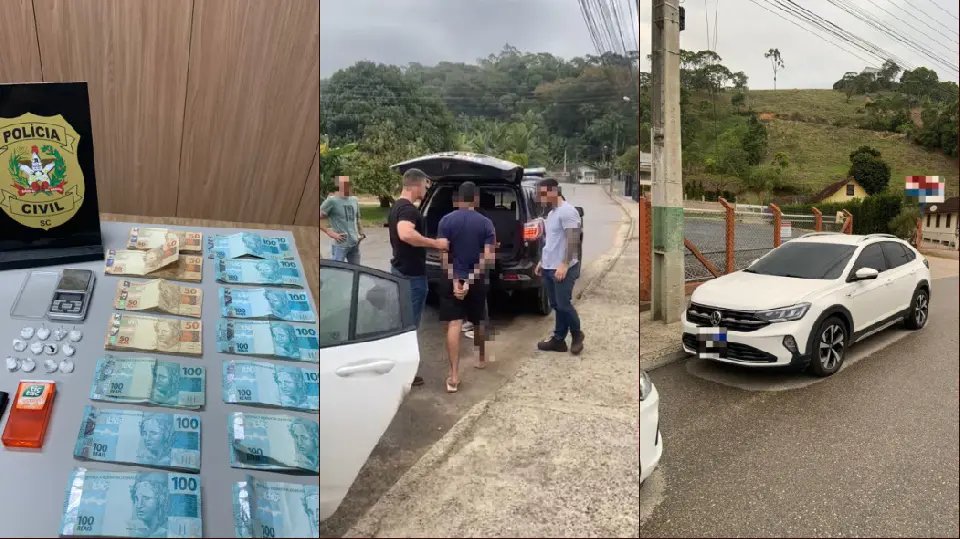 Jovem de 23 anos é preso com drogas e R$ 13 mil em Brusque