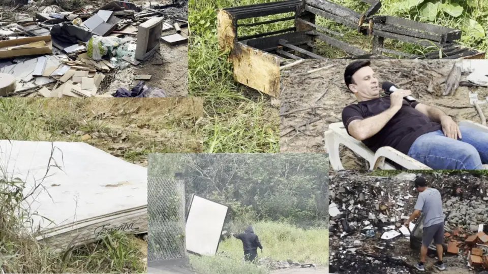 (VÍDEO) Seria cômico se não fosse triste: até espreguiçadeira aparece em meio aos entulhos