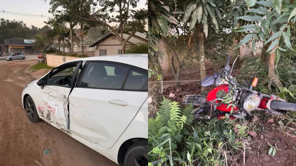 Acidente deixa motociclista e passageira feridos na SC-410