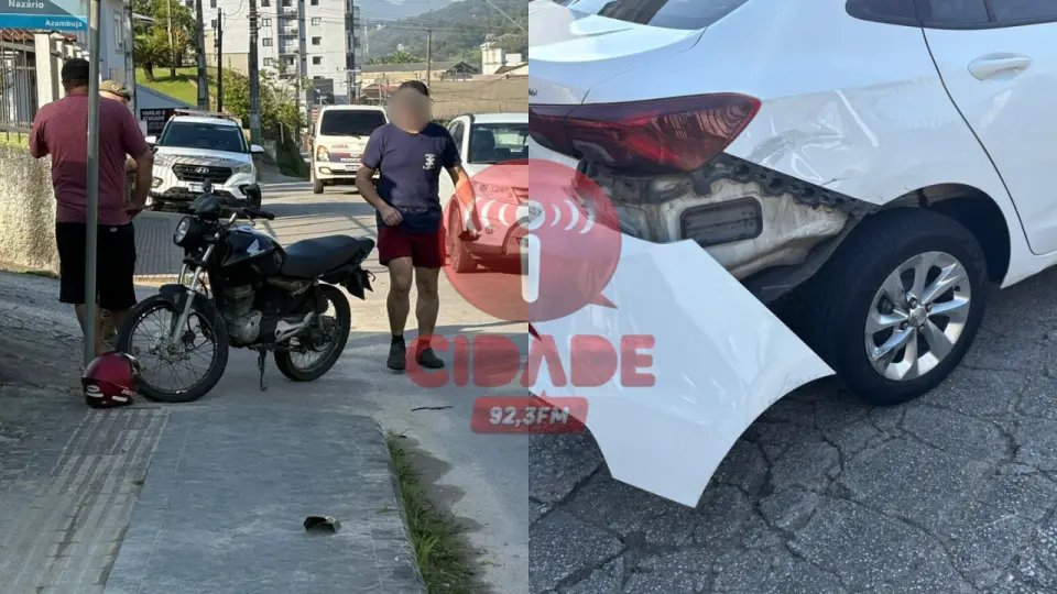 (VÍDEO) Acidente entre carro e moto deixa um ferido no Paquetá