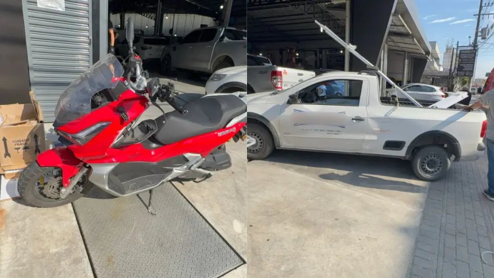 (VÍDEO) Colisão entre carro e moto deixa um ferido no Azambuja