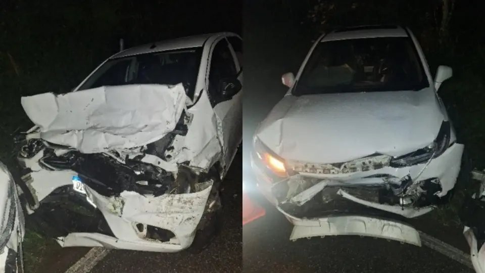 Colisão frontal deixa três pessoas feridas na SC-108, no bairro Santa Luzia