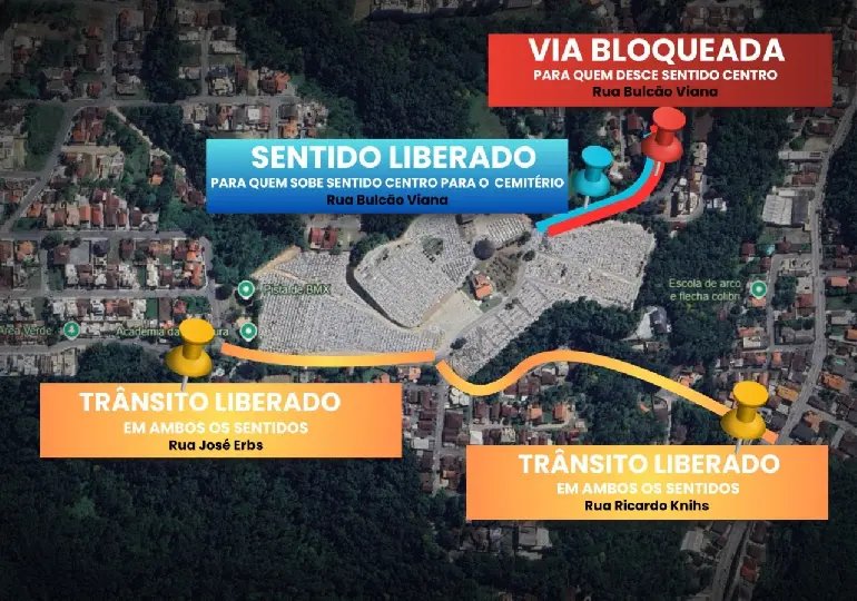Trânsito terá mudanças no entorno do Cemitério Parque da Saudade no Dia de Finados