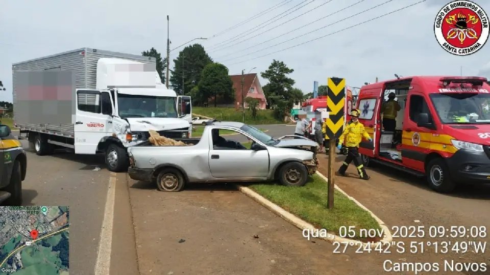 Idoso de 100 anos morre em colisão com caminhão na BR-470