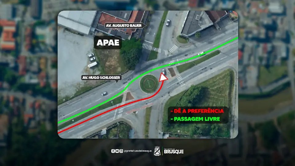 Alteração na preferência da rotatória da Avenida Hugo Schlosser entra em vigor semana que vem