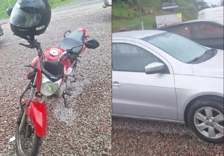 Motociclista fica ferido após colisão com carro na Ivo Silveira