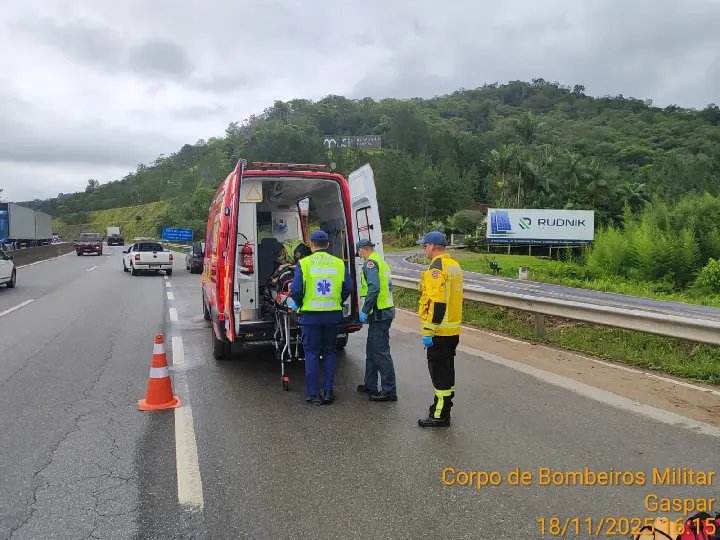 Idoso de 78 anos é atropelado ao atravessar a BR-470 e fica ferido em Gaspar