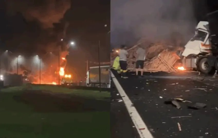 Engavetamento com quatro veículos mata motorista e bloqueia a BR-101