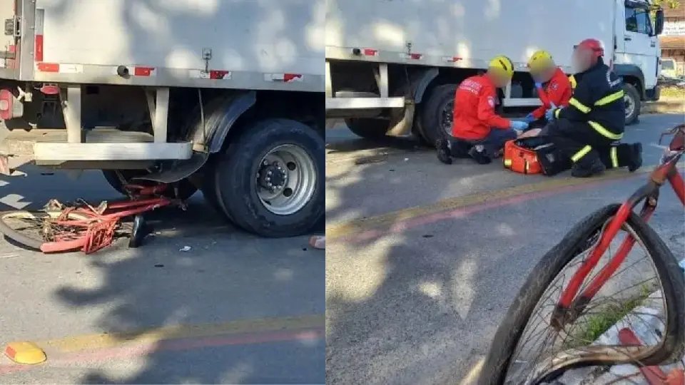 Ciclista de 17 anos fica ferida após colisão com caminhão