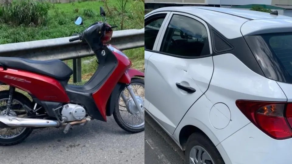 Colisão entre carro e moto deixa mulher ferida na Antônio Heil