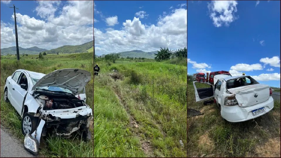 Capotamento na BR-470 deixa vítima com suspeita de fratura
